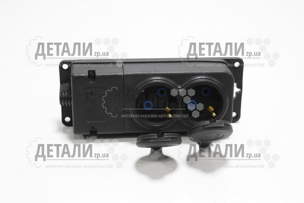 Розетка зовнішня подвійна з кришкою каучукова TAKEL