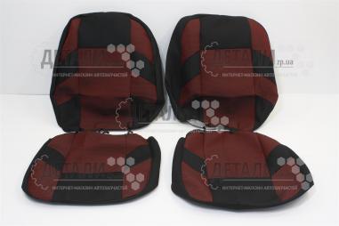 Чехлы сидений Ланос, Сенс Зебра черные с красными вставками комплект Украина