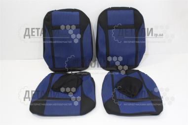 Чехлы сидений 2108, 2109, 21099 Домино черные с синими вставками комплект Украина