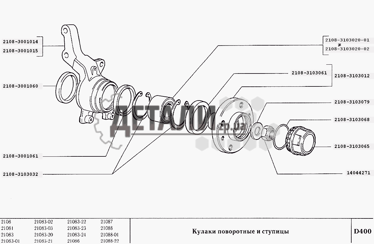 Схема передней ступицы ваз 2108