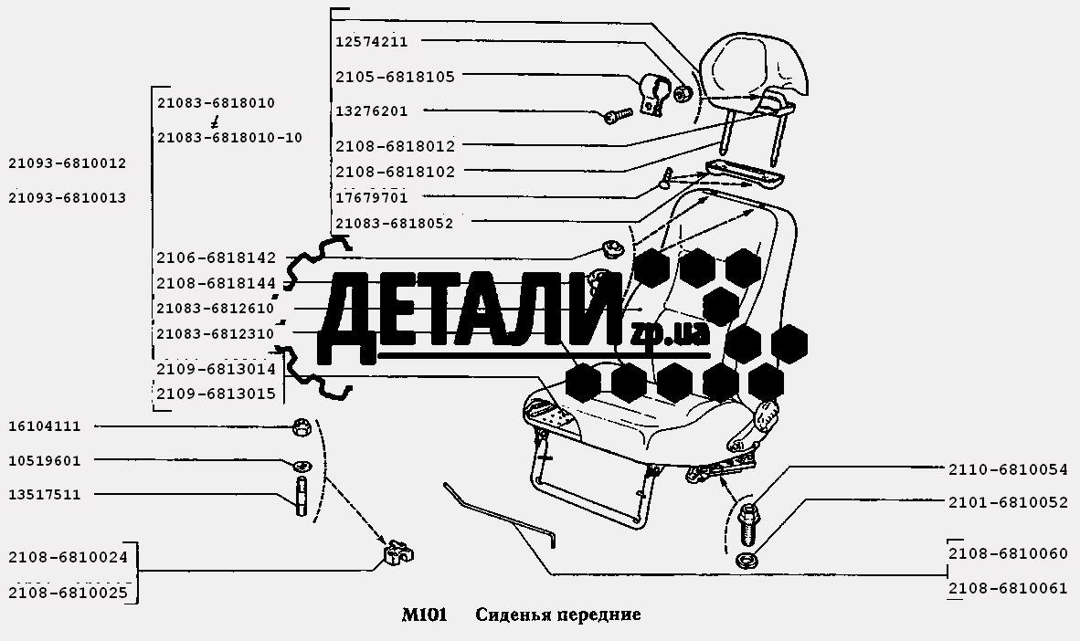 Крепление передних сидений приора