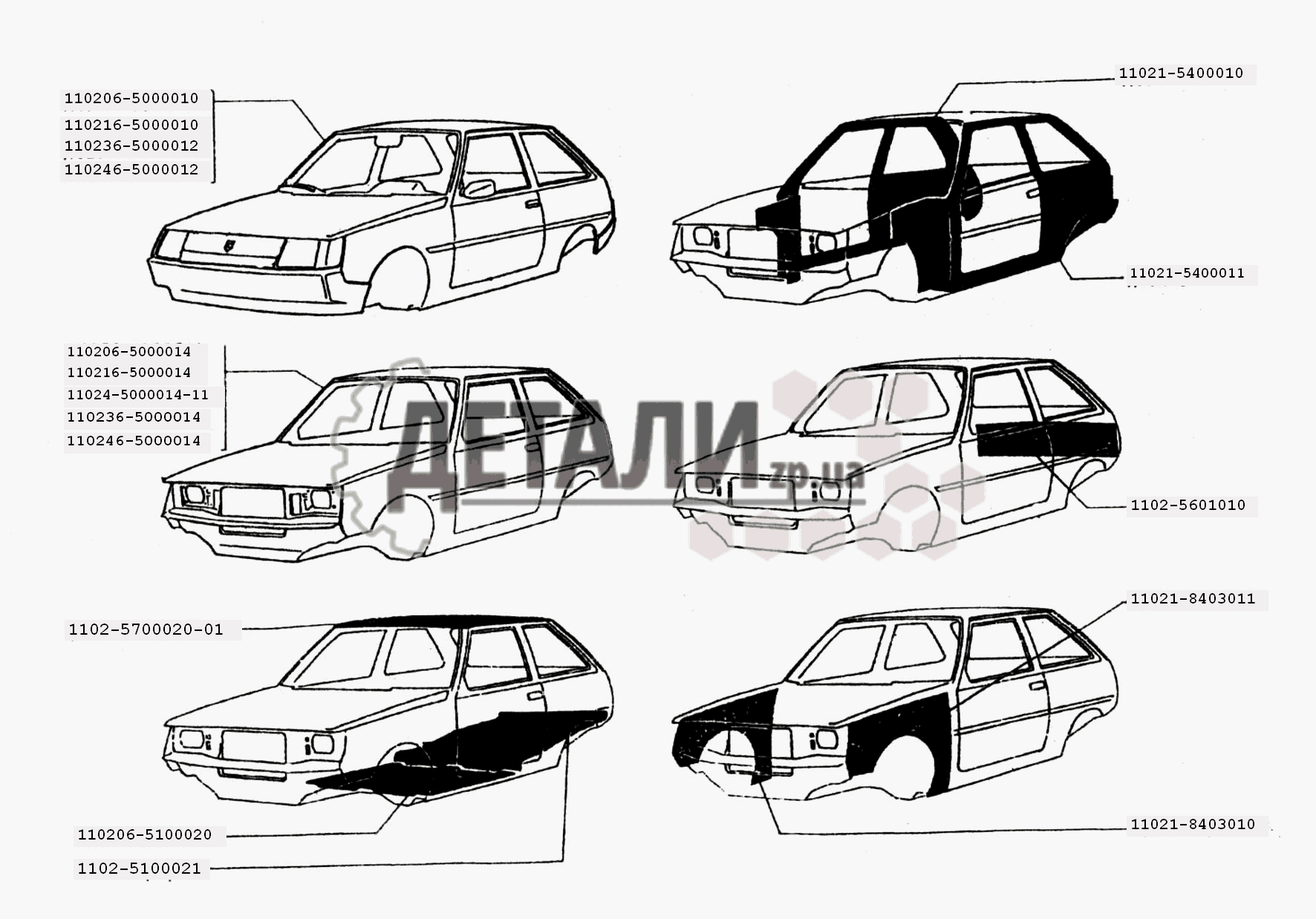 Страница 2 - Елементи кузова на ЗАЗ 1102 (Таврія) – купити на ДЕТАЛИ.zp.ua